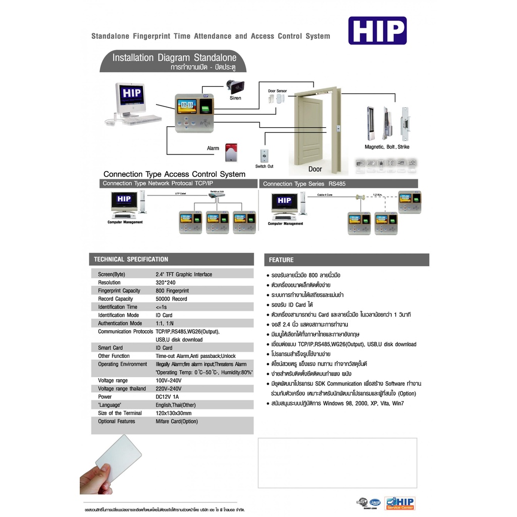 access-control-hip-ci-805u-เครื่องสแกนนิ้ว-card-รับประกันสินค้า-2-ปี