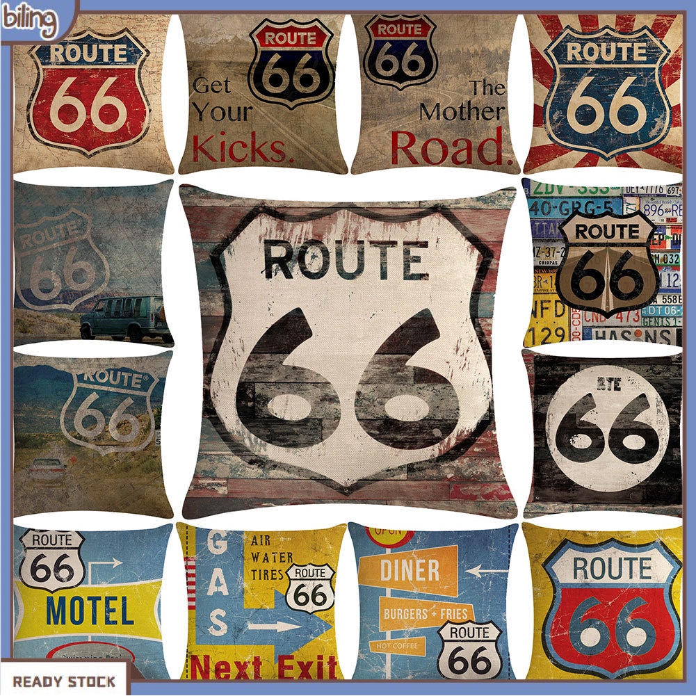 jjzt-ปลอกหมอนอิง-ผ้าลินิน-แบบนิ่ม-ลาย-route-66-สไตล์วินเทจ-สําหรับตกแต่งบ้าน-โซฟา-สํานักงาน