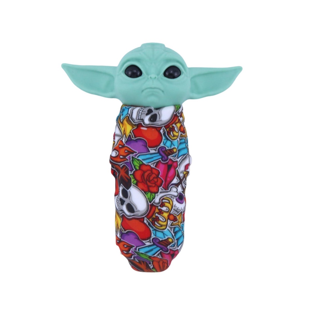 b-398-baby-yoda-figure-model-toy-cartoon-craft-miniature-figurine-ornament-collectible-star-war-cartoon-alien-figure-silicone-pipe-christmas-gift