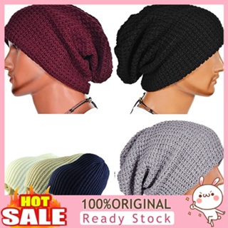 [B_398] Men Fashion Knitting Slouchy Cap Baggy Vertical Stripe Warm Winter Hat