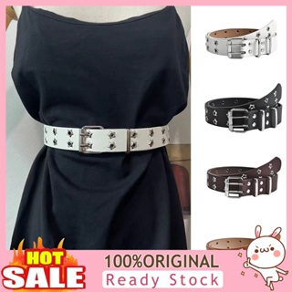 [B_398] Punk Style Double Layer Star Eyes Waist Belt Buckle Closure Faux Leather Adjustable Jeans Belt Clothes Ornament