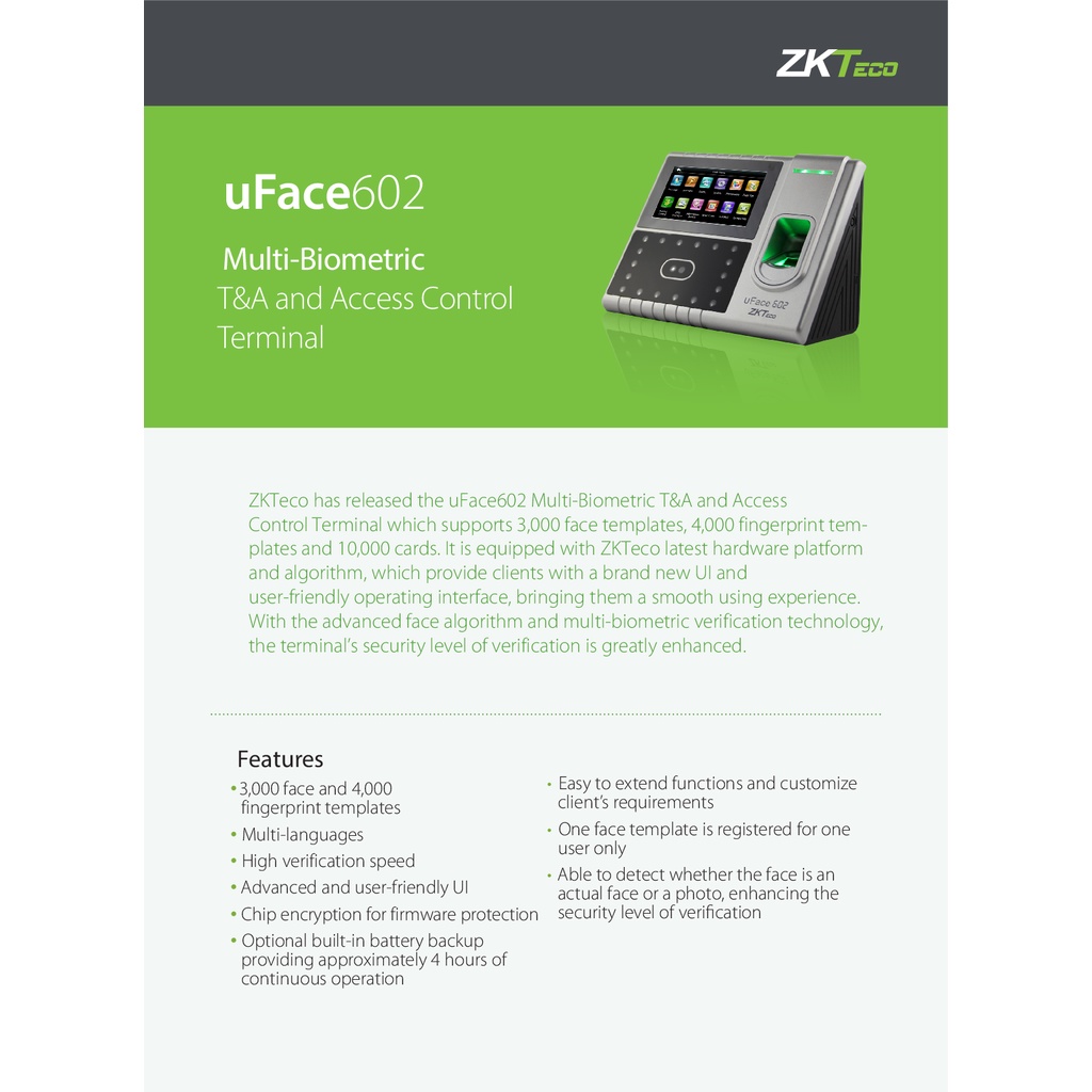 zkteco-uface602-time-attendance-access-cotrol-เครื่องสแกนนิ้วและใบหน้า-รับประกัน-2-ปี