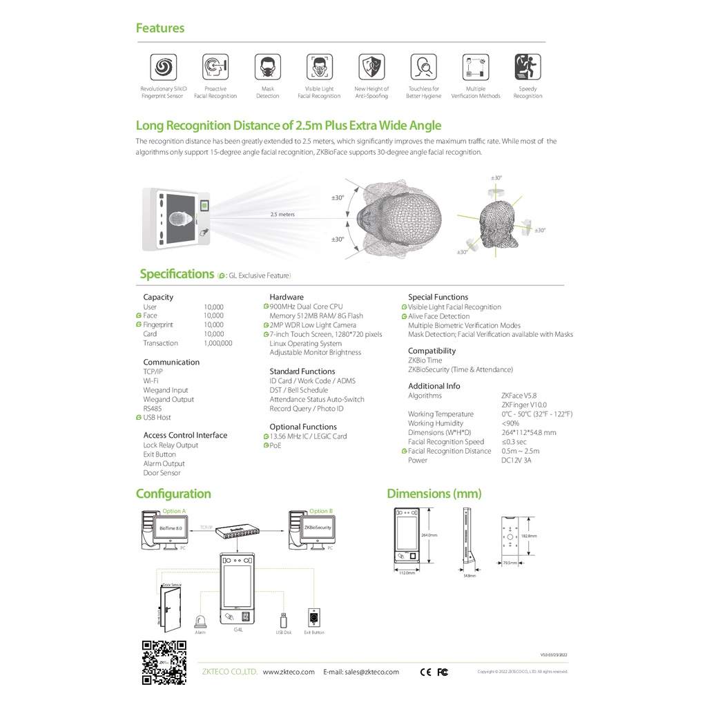 zkteco-g4l-time-attendance-access-cotrol-เครื่องสแกนนิ้วและใบหน้า-รับประกัน-2-ปี