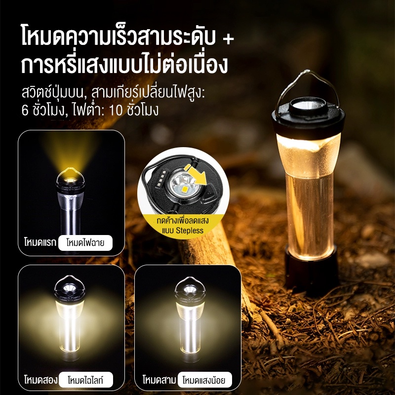 sotiay-อุปกรณ์แคมป์ปิ้ง-ไฟฉาย-ไฟแคมป์ปิ้ง-led-ปรับแสงสว่างได้-ชาร์จ-type-c-สําหรับกลางแจ้ง-ตะเกียงแคมป์ปิ้ง