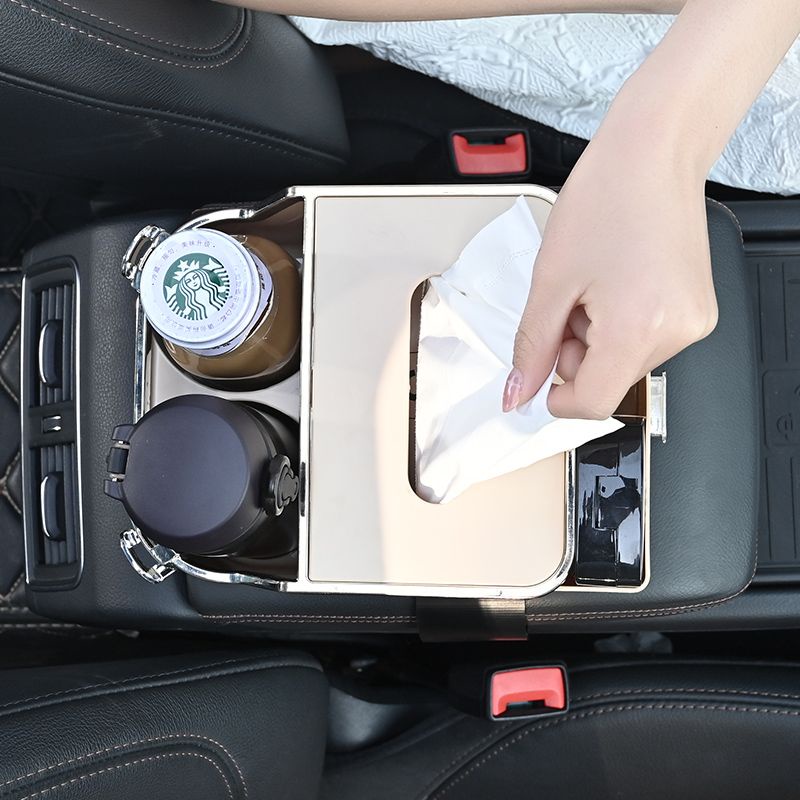ใหม่-กล่องกระดาษทิชชู่ในรถยนต์-สูบกระดาษ-กล่องอเนกประสงค์-กล่องพักแขนรถ-ถังขยะรถยนต์-สุทธิ-กล่องเก็บของในรถยนต์-สีแดง