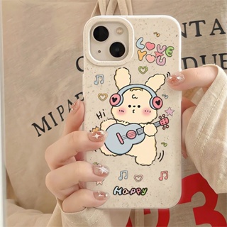 เคสโทรศัพท์มือถือแบบนิ่ม ลายกระต่ายเต้นรํา สีขาว สําหรับ iphone 14promax 11 13 12 7 8 Plus X XR XSMax