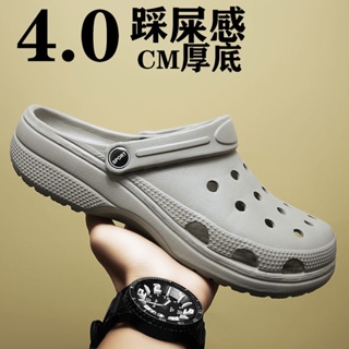■รองเท้ารูกันลื่นกันลื่นกันกลิ่นน้ำลาก 2023 ฤดูร้อนใหม่ Baotou สวมสองหนาทนต่อการสึกหรอนุ่มพิเศษเพิ่มรองเท้าแตะผู้ชาย