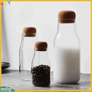 (cowboy) 150/300/700ml Storage Bottle Spices Sugar Tea Coffee Cork Stopper Glass Jar Can