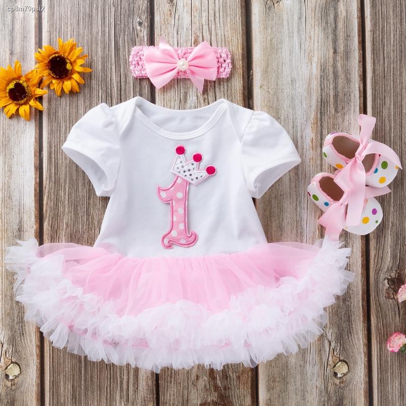 1 Year Baby Girl Clothes PINK Party tutu Girls Dress Newborn 1st 2nd