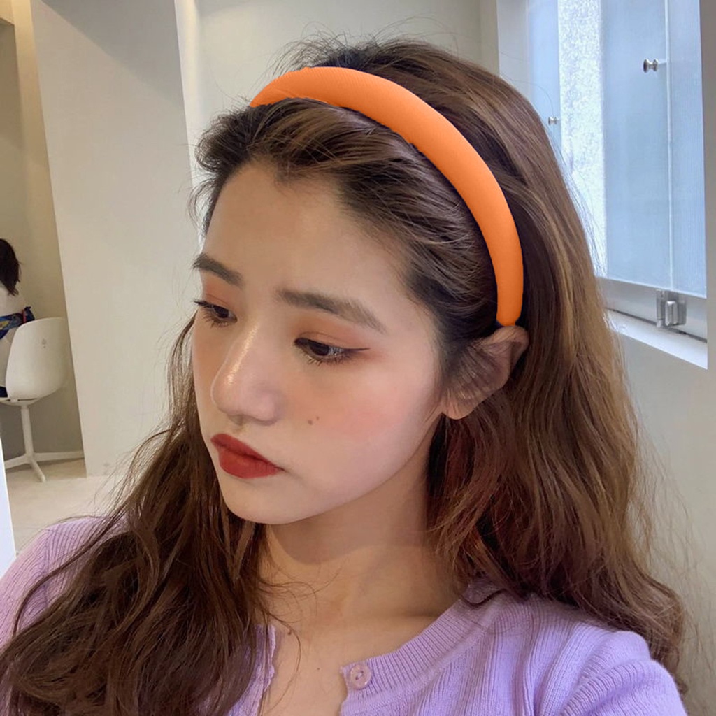 b-398-women-headband-solid-color-elastic-sponge-lightweight-anti-slip-hair-fixed-regular-washing-face-hair-hoop-hair-accessories