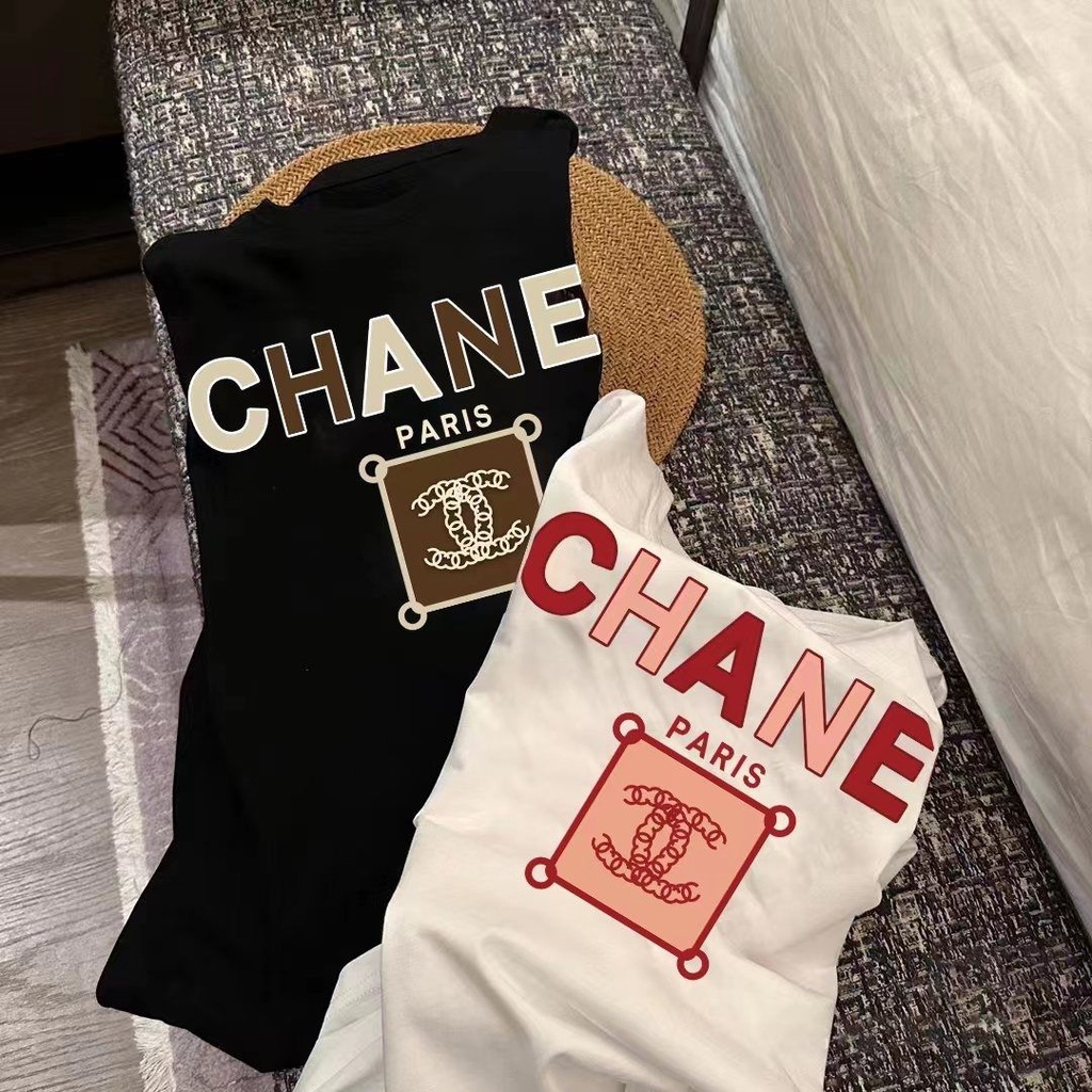 chanel-เสื้อยืดแขนสั้น-คอกลม-ทรงหลวม-แฟชั่นฤดูร้อน-สําหรับผู้หญิง