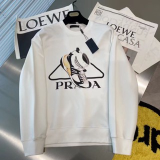 Prada 2023 เสื้อกันหนาว ผ้าฟลีซ แบบหนา พิมพ์ลายโลโก้ ทรงสามเหลี่ยม คุณภาพสูง แฟชั่นฤดูใบไม้ผลิ และฤดูใบไม้ร่วง สําหรับผู้ชาย