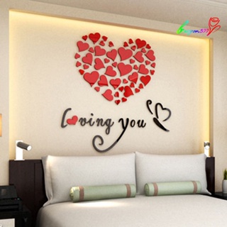 【AG】Romantic Love 3D Heart Loving You Wall Sticker Decor Decal Home Office Gift