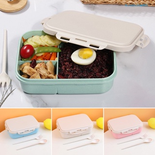 Calciwj Bento Box Leak Proof Shock-proof Anti-slip 3 Compartments Durable Buckle Food-holder Wear-resistant Portable