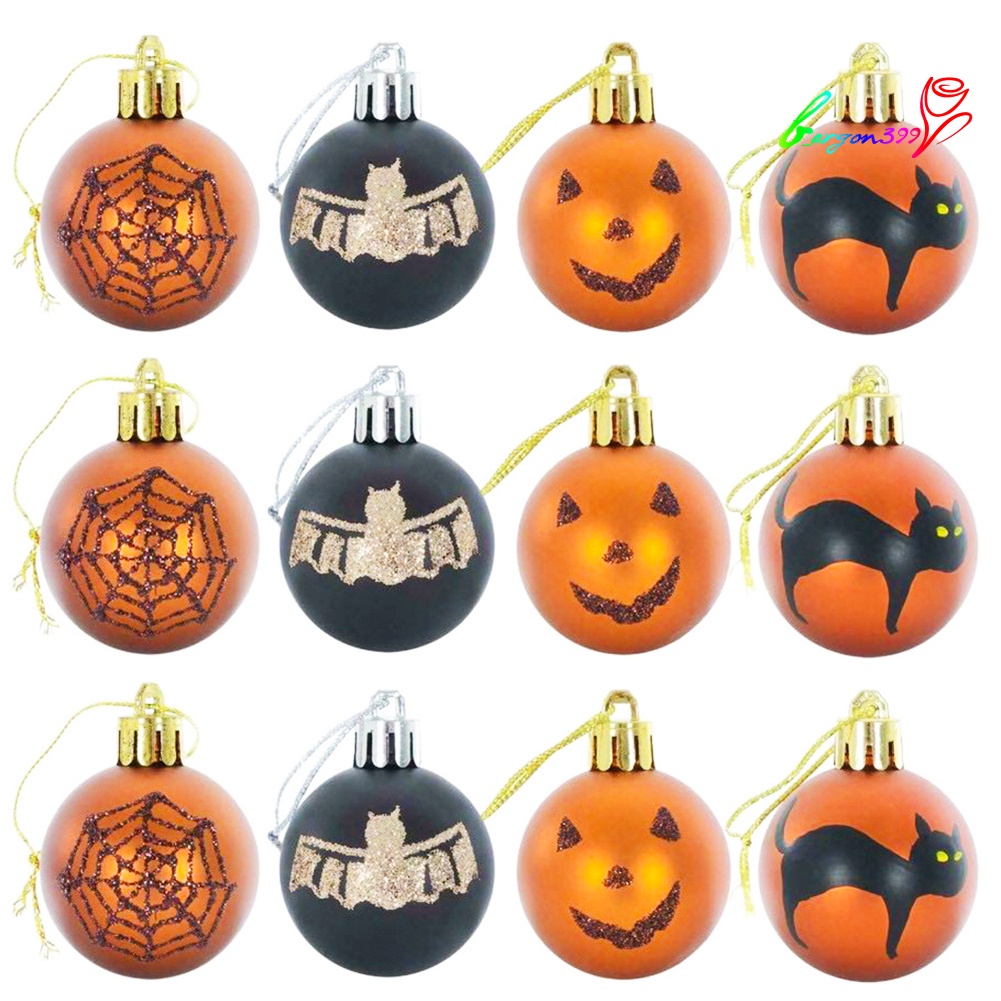 ag-12pcs-cobweb-bat-cats-print-matte-round-balls-halloween-hanging-ornament