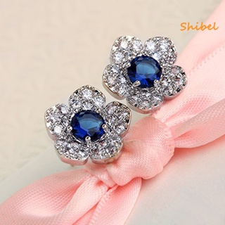 HOT_ ต่างหูรูปดอกไม้ Charming Alloy Rhinestones ฝังหูสำหรับผู้หญิง