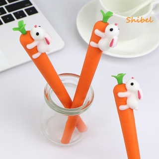 HOT_ Carrot Rabbit Silicone 0.5mm Black Ink Gel Pen เครื่องเขียนนักเรียน