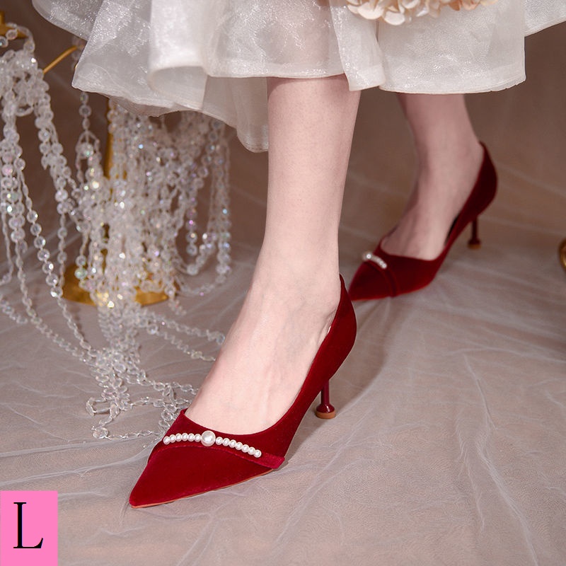 รองเท้าส้นสูง-หัวแหลม-ปากตื้น-ประดับไข่มุก-สีแดง-แฟชั่นเจ้าสาว-สําหรับผู้หญิง-2023