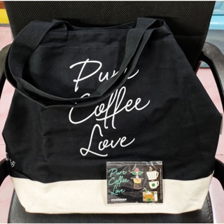Starbucks MI-Pore Coffee Love Tote Bag พร้อม Pin Starbucks เก๋ๆ