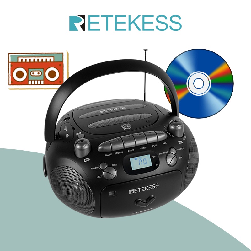 ภาพหน้าปกสินค้าRetekess TR630 เครื่องเล่นซีดี และเครื่องบันทึกเทปคาสเซ็ต วิทยุ AM FM USB การ์ด TF รองรับเสียงสเตอริโอ (อะแดปเตอร์เวอร์ชั่น Eu 220V)