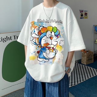 ผ้าฝ้ายแท้ 100% ☃❖Animation Doraemon เสื้อยืดแขนสั้นผู้ชายเทรนด์ร้อน Cityboy ญี่ปุ่น