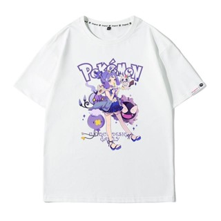 ใหม่เสื้อยืดผ้าฝ้าย 100% ﹊✾ Pokemon อะนิเมะแขนสั้น Gastly เสื้อผู้ชายพิมพ์กราฟิก