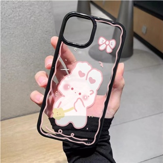 เคสโทรศัพท์มือถืออะคริลิคใส แบบแข็ง ลายกระต่าย สําหรับ iphone 14promax 11 13 12 7Plus 8 X XS Max