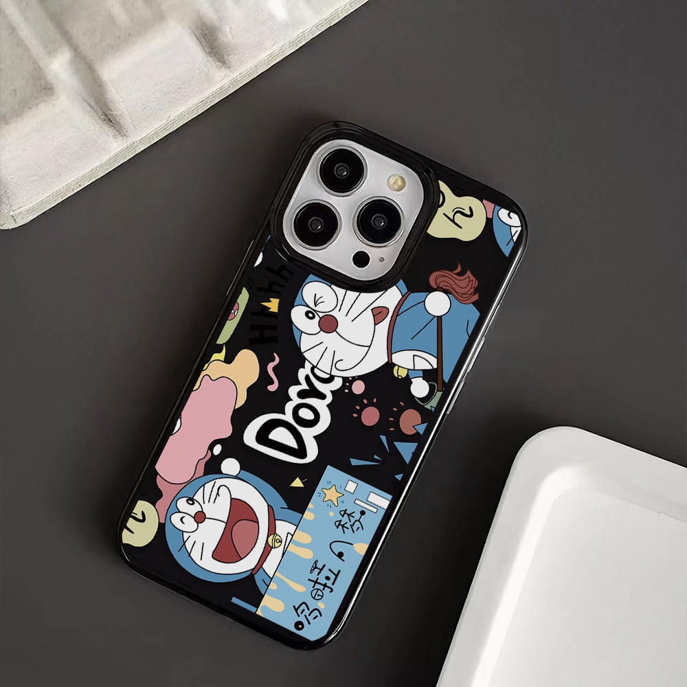 เคสโทรศัพท์ซิลิโคน-tpu-นิ่ม-กันกระแทก-ลายโดราเอมอน-สีดําวาว-แฟชั่น-สําหรับ-iphone-14promax-11-13-12-7plus-8-x-xs-max