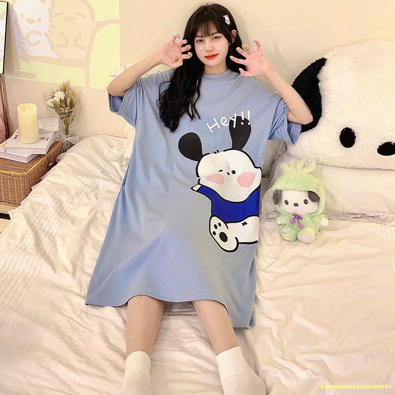 พร้อมส่ง-ชุดนอนสตรีการ์ตูนใหม่บริสุทธิ์ชุดนอนญี่ปุ่นบริการบ้านหลวมสบาย-ๆ
