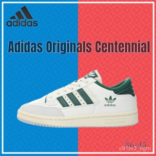 Adidas Originals Centennial 85 Low Series แก๊งย้อนยุคต่ําผูกรองเท้าหุ้มส้นรองเท้ากีฬายามว่าง "ข้าวหนังขาวอ่อนสีเขียวเข้ม