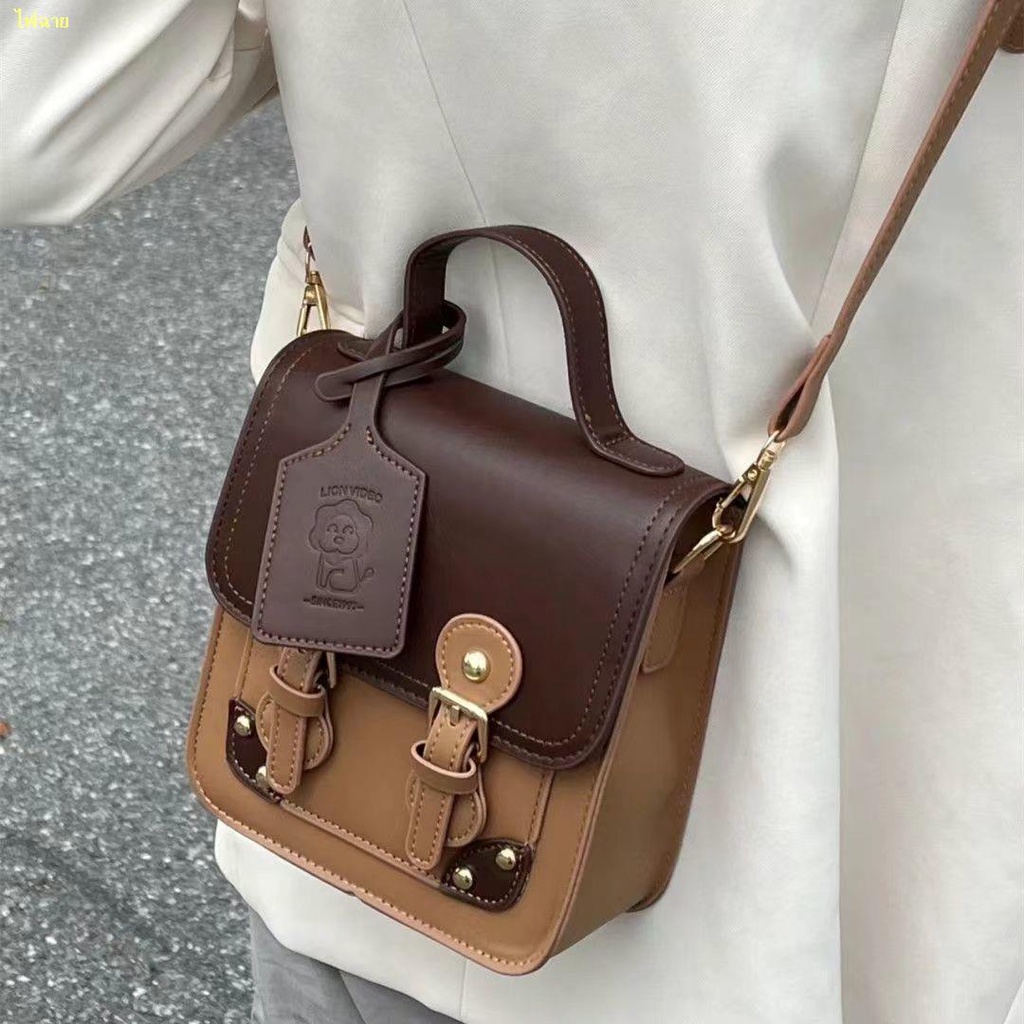 สปอตสินค้า-retro-small-bag-2023-new-fashion-style-one-shoulder-handbag-versatile-messenger-small-square-bag-female