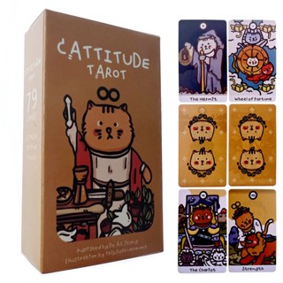 Cattitude ไพ่ทาโรต์ แบบโต้ตอบ เกมกระดาน ไพ่ทาโรต์นําโชค ของเล่นสําหรับเด็ก