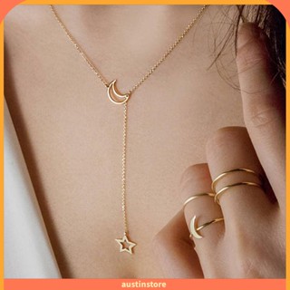 Austinstore สร้อยคอโซ่จี้รูปดาวสีพื้นสําหรับงานปาร์ตี้