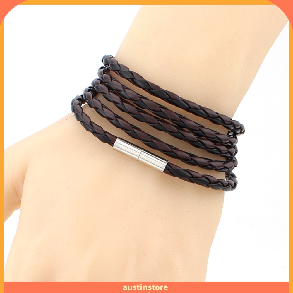 ausbl-สายรัดข้อมือหนังถักเชือกแม่เหล็กเครื่องประดับ-unisex