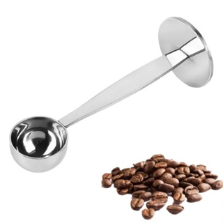 🌞ช้อนกดกาแฟ สแตนเลส 10 กรัม ช้อนตักกาแฟสแตนเลส 2 in 1 ช้อนตวง   ปลายแทมเปอร์  ช้อนตักผงกาแฟ ฐานตั้งได้ AG666