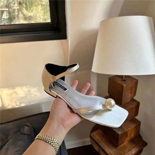 🌷พร้อมส่ง 🌷35-39;ใหม่; เวอร์ชั่นเกาหลี; หัวเข็มขัดคําเดียว; ผ้าพันแผล; ด้านล่างอ่อน; ส้นเตี้ย รองเท้าแตะ; รองเท้าแตะ;
