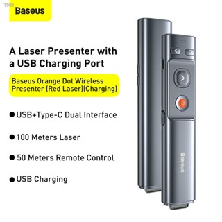 Baseus 2.4GHz USB-A Type-C Rechargeable Orange Dot Wireless Presenter (Red Laser) For Windows iOS Control Pen Supports O