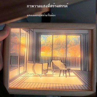 Ins vibrato พร้อมภาพวาดแสงเดียวกันห้องนั่งเล่นเกาหลีตกแต่งไฟ led ภาพวาดเรืองแสงห้องนอนข้างเตียงภาพวาดแสงแดดของขวัญที่ดีท