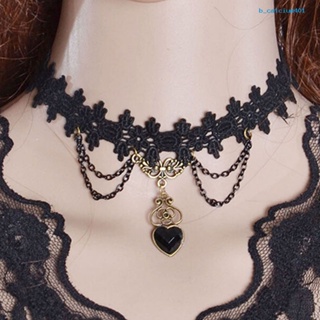 Calciumsp Necklace Colorfast Lace Edge Alloy Black Lace Chain Necklaces for Wedding