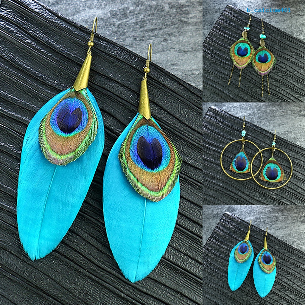calciumps-peacock-feather-drop-earrings-ethnic-style-women-geometric-shape-circle-hook-earrings-jewelry
