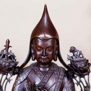❇✜☼ทองแดงบริสุทธิ์ Tsongkhapa พระพุทธรูปย้อนยุคพระพุทธรูปทิเบตพุทธวัสดุ 3 นิ้ว Tsongkhapa สำหรับพระพุทธรูปตกแต่ง