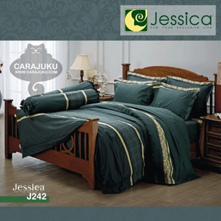 JESSICA ชุดผ้าปูที่นอน พิมพ์ลาย Graphic J242 สีเขียว #เจสสิกา ชุดเครื่องนอน ผ้าปู ผ้าปูเตียง ผ้านวม ผ้าห่ม กราฟิก