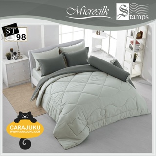 STAMPS ชุดผ้าปูที่นอน สีเทา Gray ST98 #แสตมป์ส ชุดเครื่องนอน ผ้าปู ผ้าปูเตียง ผ้านวม ผ้าห่ม สีพื้น