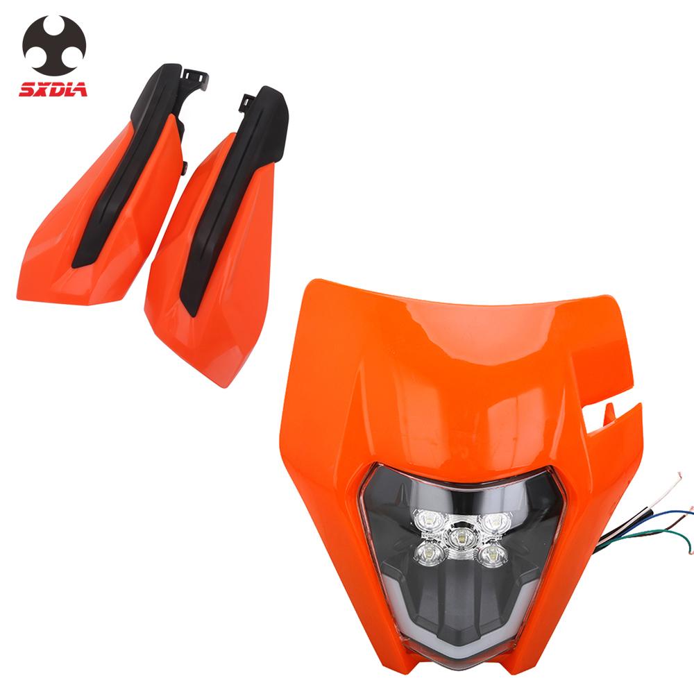 รถจักรยานยนต์ใหม่ LED ไฟหน้าไฟหน้าและ Handguards สำหรับ KTM SX XC SXF