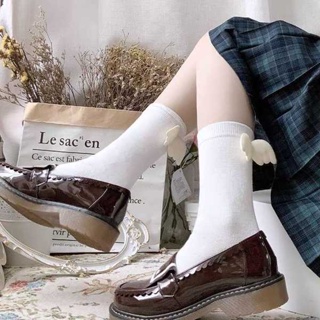 Macho jk โบว์ถุงเท้าเด็กส้นเท้าลูกไม้สีขาวปีกเล็กน่ารักถุงเท้าโลลิต้าหญิงคู่ญี่ปุ่นผูก