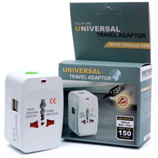 ปลั๊กทั่วโลก แบบมี 2 ช่อง USB (Universal Travel Adaptor 2 Usb)