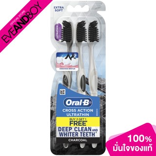 ORAL-B - Cross Action Ultrathin Charcoal Toothbrush 3 count (0.05) แปรงสีฟัน