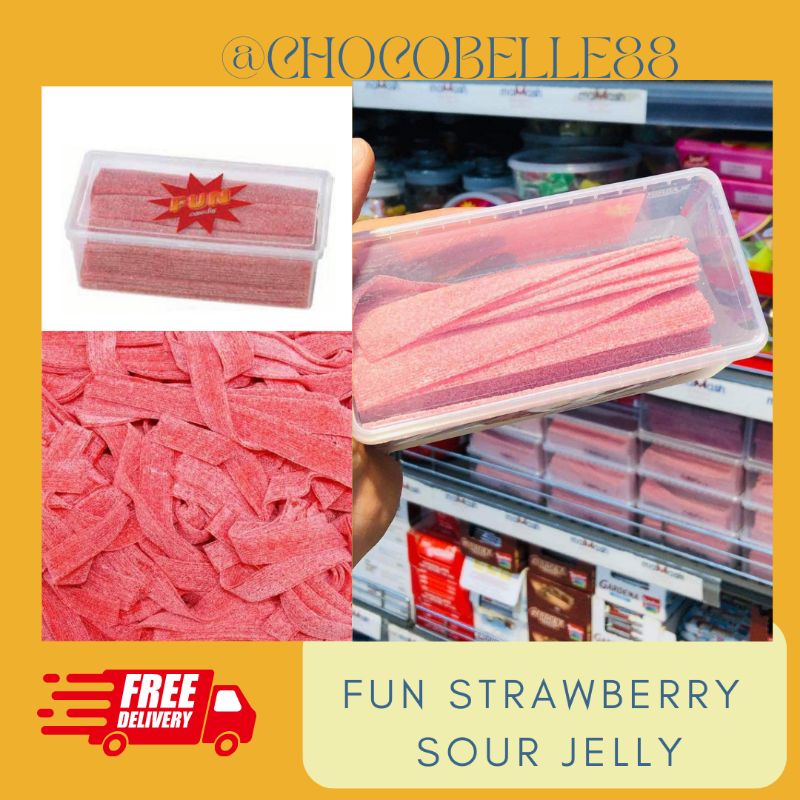 ฟัน-เยลลี่เส้นพัพพาเดลล์รสสตอเบอรี่เปรี้ยวจี๊ดด-fun-sour-strawberry-pappardelle-jelly-box-300g