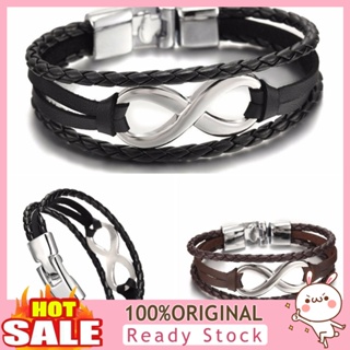 [B_398] Infinity Charm Bracelet Bangle Faux Leather Rope Gift Jewelry