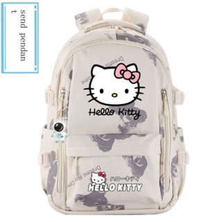 กระเป๋าเป้สะพายหลัง ลาย Hello Kitty สําหรับเด็กผู้หญิง นักเรียนมัธยมต้น